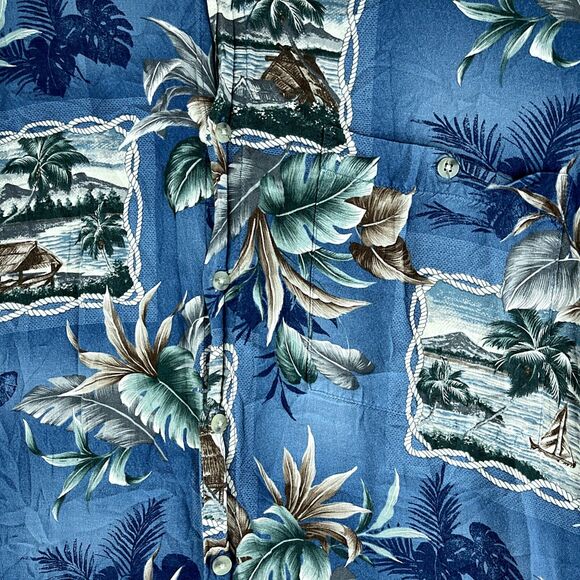 Windham Pointe Mens Hawaiian Shirt Floral Size XL Short Sleeve Collared Rayon - Picture 3 of 12